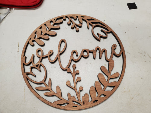 Wooden welcome sign